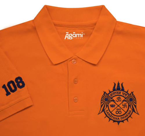 Sanātana Dharma Polo Neck Tshirt | Orange
